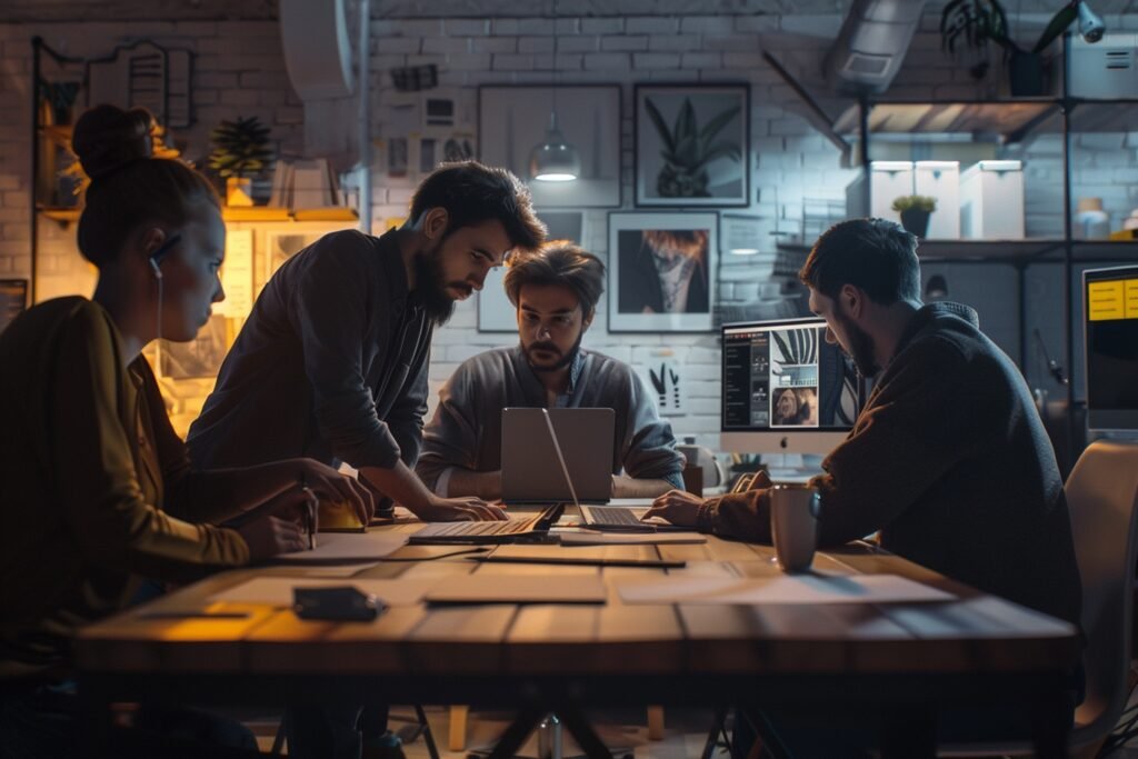 marketing team planning social media campaign oc